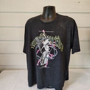 Black Graphic Tee grunge 90s y2k angel barbwire mens LG